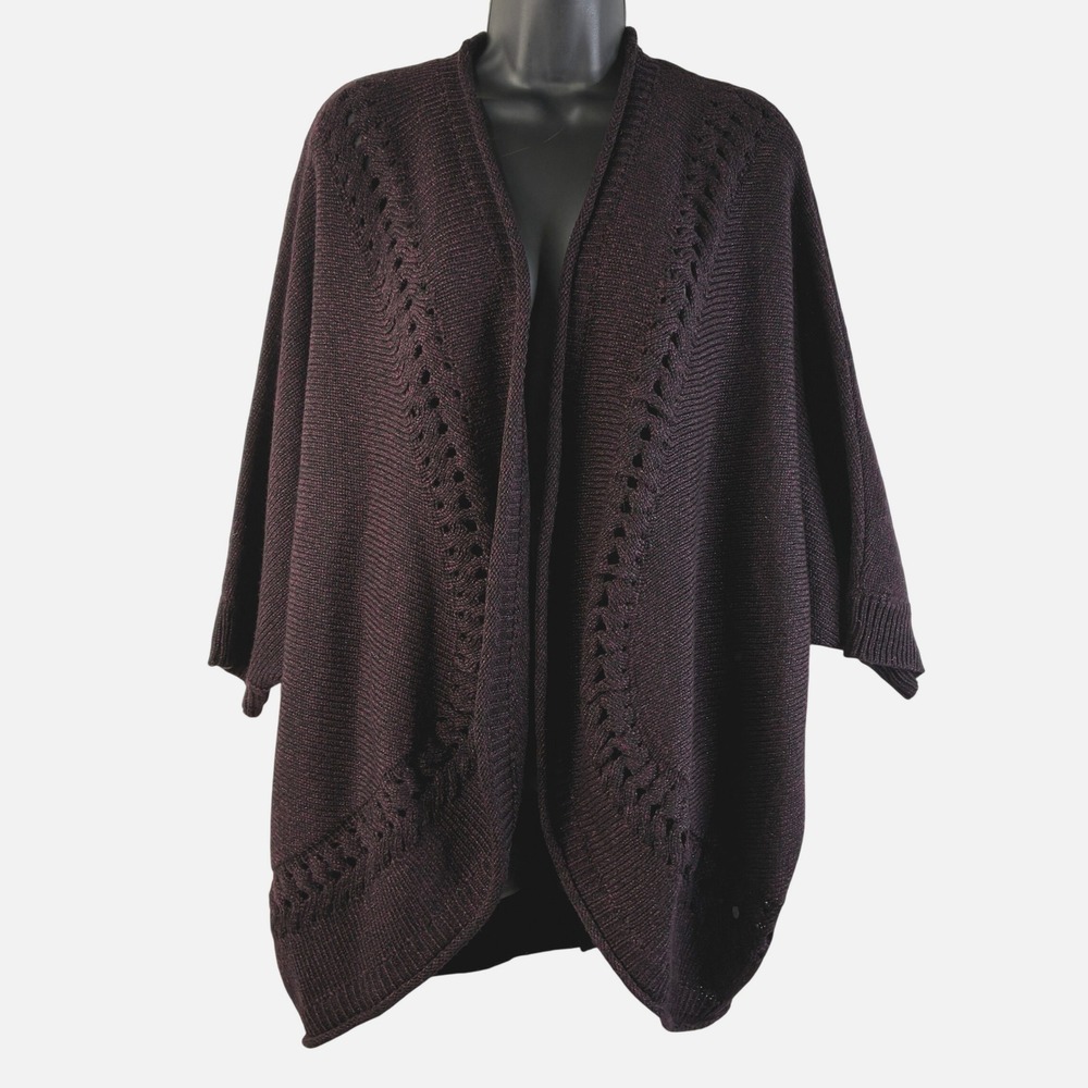 Lane‎ Bryant Women's Plus 18/20 Purple Marled Knit Cocoon Open Cardigan Sweater